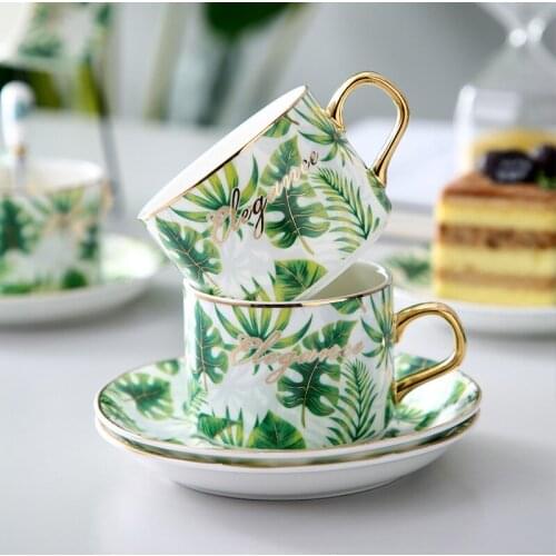 English ceramic coffee cup and saucer set afternoon tea cup and saucer creative small fresh gold handle coffee cup coffee set