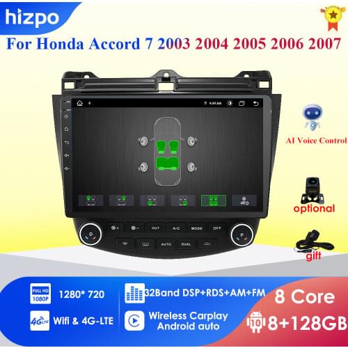 Ossuret 2din10.1Android Car radio GPS Navigation for Honda ACCORD 7 2003-2007 Multimedia DVR SWC FM CAM-IN BT USB DAB DTV OBD PC