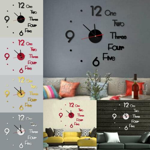 Large DIY Wall Clock 3D Stickers Roman Numerals DIY Wall Modern Home Silent
