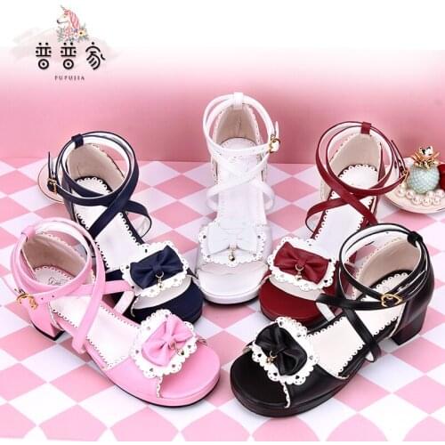 Princess sweet lolita shoes Summer Sweet Sandals custom shoes with Love Pendant and open toes thick heels fashion women pu983