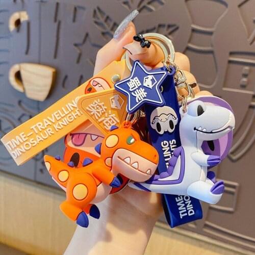 Cute Diplodocus Pterodactyl Tyrannosaurus Dinosaur Key Chain Women Girl Cartoon Car Keychain Fashion Animal Keyring