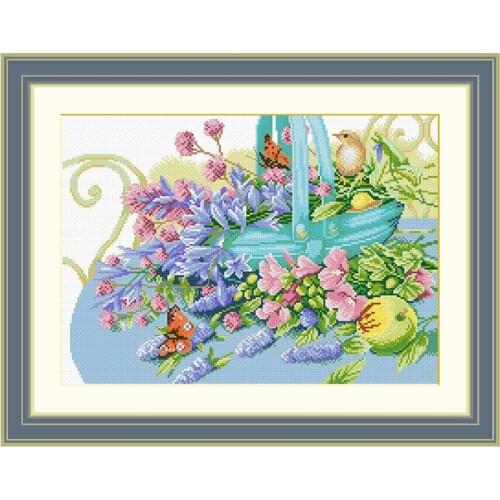 Plant Flowers Fishxx Home Hand Embroidery B1543 Bouquet And Peacock Butterfly Cross Stitch Kit Decorative Painting