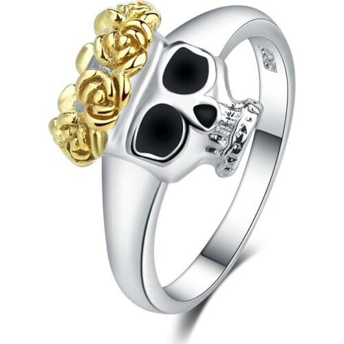 European Gothic Schedel Retro Beach Punk Flower Silver Rings For Women Girl Jewelry Trendy Birthday Love Gifts Ring