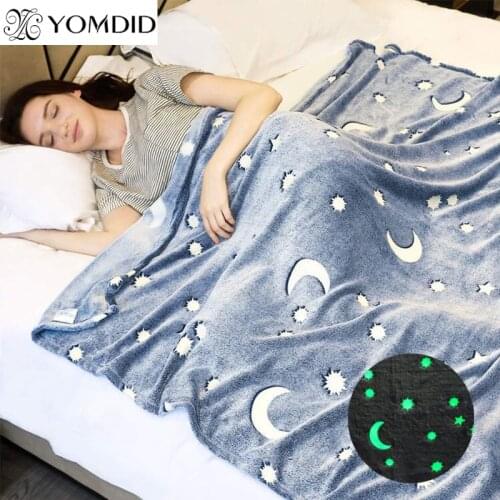Luminous Warm Flannel Blankets Night Fluorescent Geometric Print Sheet Sofa Throw Bedspread Childrens Siesta Leisure Coverings