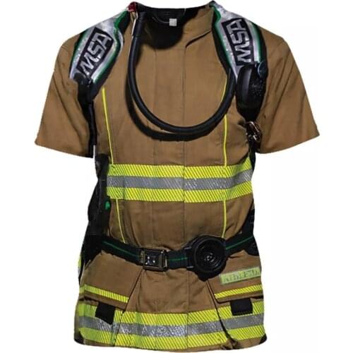 3D Printed Cosplay Firefighting T shirt Men/Women Casual Streetwear Summer Fashion O-neck Tee Shirt Boys Clothes Oversized Tops