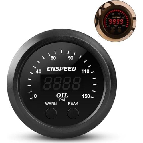 CNSPEED 2.5Inch Oil Pressure Gauge Digital Display 12V Ultra-Thin 0-150PSI Oil Pressure Meter with Sensor LED Indicator Display