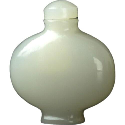 Chinese HeTian Jade Hand-painted White Snuff Bottle