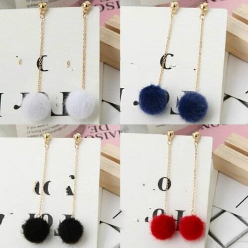Fashion Jewelry Plush Ball Pendant Earrings Round Long Tassel Statement Earring Plush Ball Minimalist Jokers Elegant Earrings
