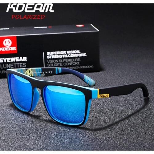 Highly Recommended KDEAM Mirror Polarized Sunglasses Men Square Sport Sun Glasses Women UV gafas de sol With Peanut Case KD156