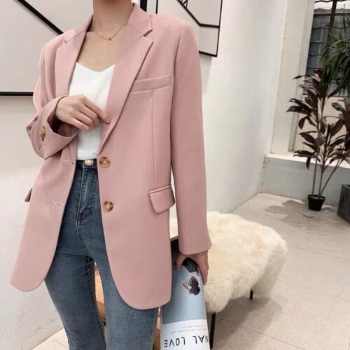 2020 New Autumn Women Fashion Blazer Jacket Female Casual Fashion Long Sleeve Work Office Elegant Slim Solid Suit Coats Q49