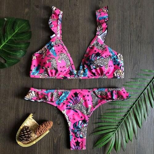 2020 New Style Womens Split Type Flounced Slimming Bikini Swimsuit Bikini Bathing Suit Women High Waist Thong Bikini