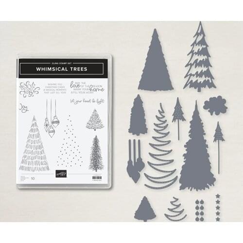 New Christmas WHIMSICAL TREE Clear Stamps or Metal Cutting Dies Sets for DIY Craft Making Greeting Card Scrapbooking