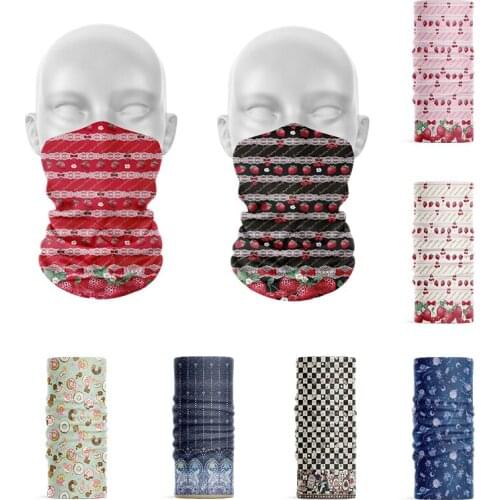 New Summer Womens Dustproof Headscarf Outdoor Sports Hiking Face Head Wrap Cute Cartoon Strawberry Handkerchief Cover Bandana
