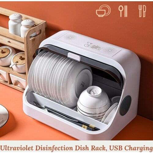 Single Layer Dish Rack Kitchen UV Disinfection Organizer Storage Drainer Drying Plate Shelf Knife Fork Container Accessorie