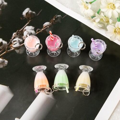 14pcs DIY earring charms Flatback resin drink For Necklace Keychain Pendant DIY Making Accessories