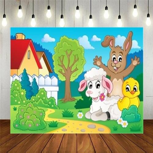 Photo Studio Props Photography Backdrop Spring Animals Theme Image Cartoon Vinyl Background Kids Birthday Party Decoration