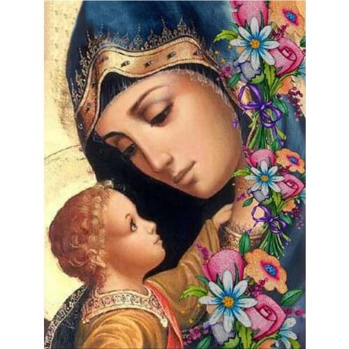 Religious Diamond Painting Portrait Round Full Drill Madonna and Child Nouveaute DIY Mosaic Embroidery 5D Cross Stitch Gifts