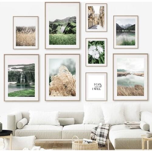 Reed Mountain River Plant Quote Tree Lake Wall Art Canvas Painting Nordic Posters And Prints Wall Pictures For Living Room Decor