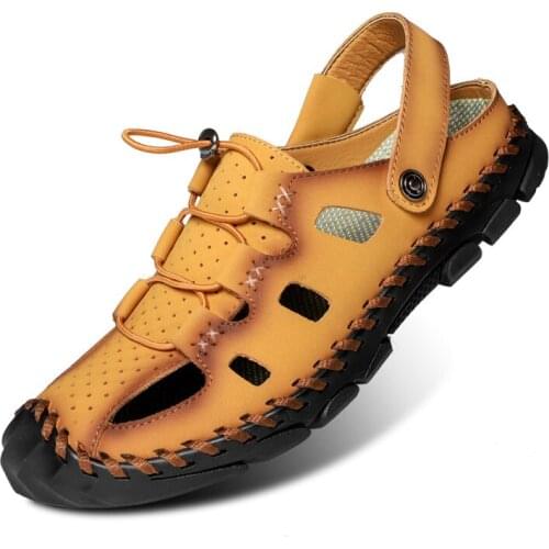 Summer Outdoor Roman Men Casual Shoe Flats Light Weight Sport Sandals Gladiator Hand Made Hiking Sandals Sewing Climbing Slipper