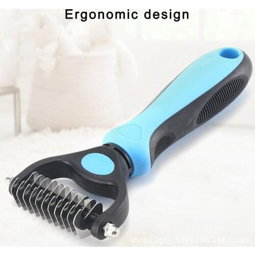 Pet Fur Knot Cutter Dog Grooming Shedding Tools Pet Cat Hair Removal Brush Double sided For Long Hair Deshedding Comb