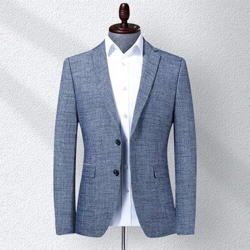 Blue Knitted Blazer Slim Fit Classic Groom Wedding Suit Mens Busniess Casual Jacket Party Prom Elegant Coat