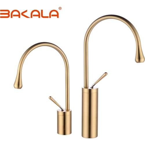 Free Rotation Bathroom Faucet Brushed Golden Bathroom Basin Faucet Basin Sink Faucet Basin Mixer Cold And Hot Art Water Tap