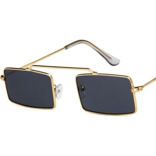 Vintage Rectangele Small Sunglasses Women Retro Brand Metal Frame Men Sun Glasses Red black Yellow Lens Eyewear for female