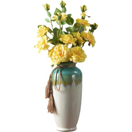 European Style Modern Vase Vintage Ceramics Creative Retro Vase Exquisite Simple Rustic Vaas Groot Outdoor Decoration EI50VA