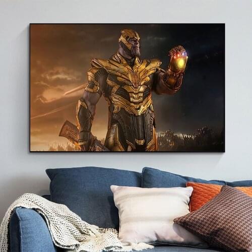 Supervillain Gauntlet Thanos Poster Canvas Painting Posters and Prints Bar Wall Art Picture for Living Room Cuadros Home Decor