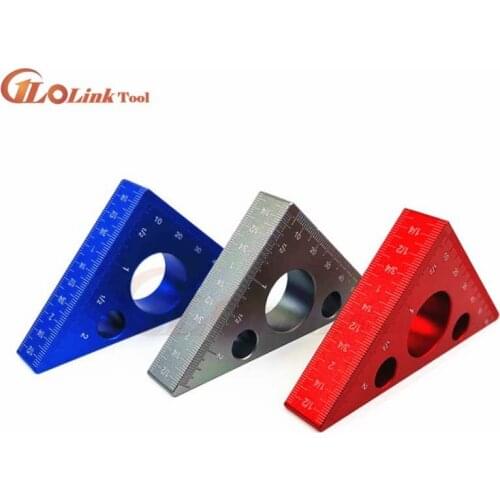 45 Degree Aluminum Alloy Angle Ruler Inch Metric Triangle Ruler Carpenters Workshop Woodworking Square Multifunction Tool