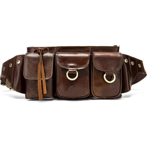 Vintage Leather Fanny Pack for Men Waist Bag Hip Purse Phone Bum Belt Money Belt Bag Messenger Small Shoulder Bags