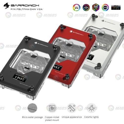 Barrowch CPU Water Block Digital Display For AMD RYZEN AM4 AM3+ FM+ Platform 5V 3Pin Support Mohterboard AURA SYNC