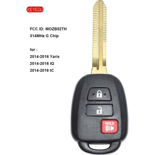 Keyecu Replacement Remote Key Fob 3 Buttons G chip 314MHz for Scion TC iQ Toyota Yaris 2014 2015 2016 MOZB52TH