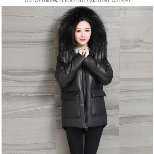 Women Coat Thickened PU Leather Artifical Fur Fashion Mujer Hooded Winter Black Lrregular Jacket Loose Warm Outerwear