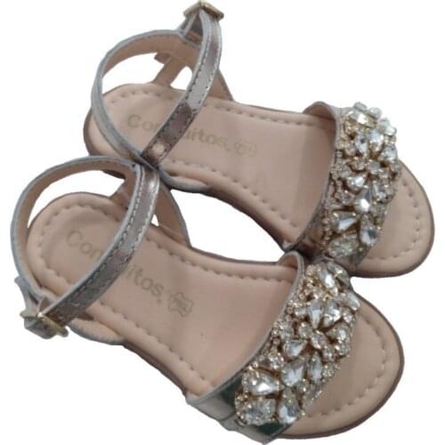 Leather sandals for girl with beads of Coons