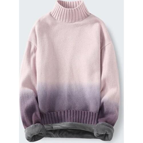 LDKVGSU Winter Warm Mens Mock Neck Sweaters Solid Color Korean Man Casual Knitter Pullovers 2021 New Harajuku Male Sweaters O22