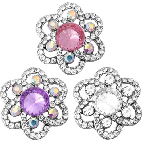 10pcs/lot 2019 New Snap Jewelry High Quality Flower Crystal 18MM Snap Jewelry Buttons Fit 18mm Snap Bracelet For Women