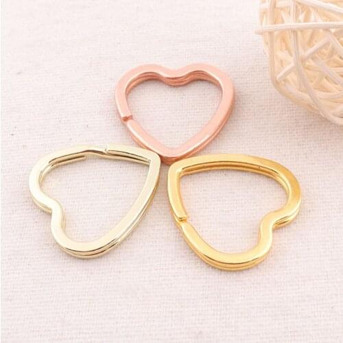 10pcs Gold/Pale Gold/Rose Gold Heart shape Key Ring keychain Split Key Rings key fob Split Rings Findings-1"(25mm)