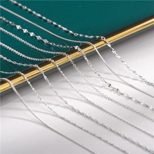 100% Real 925 Sterling Silver Basic Chain Necklaces Classic Box Chain Rolo Chain Dainty Chains Thin Chain Necklace for Pendant