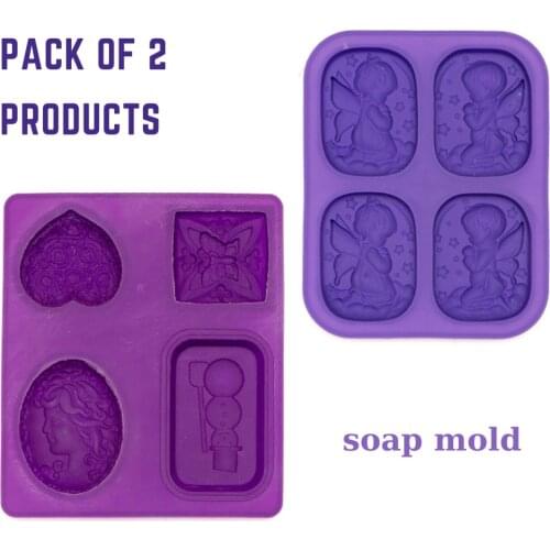 4 Cavities Special Silicone Heart Leaves Butterfly Rose Snowman Shapes Soap Molds Cake Mold Bath Bomb Crafts Candy Molds-2 set