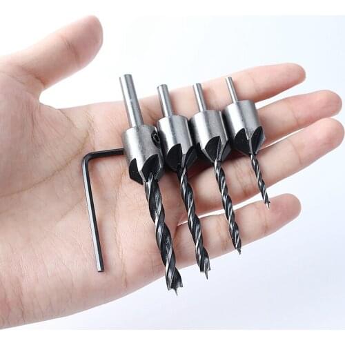 4Pcs/Set HSS 5 Flute Countersink Drill bit Woodworking Chamfer Reamer Sharp Carpentry Drill 60mm/75mm/85mm/93mm