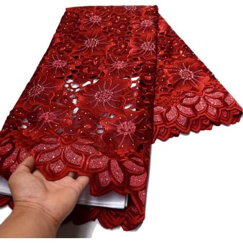 Jen high quality handcut embroidered fabric african swiss lace 2021 new design with stones for Nigerian traditional big occasion