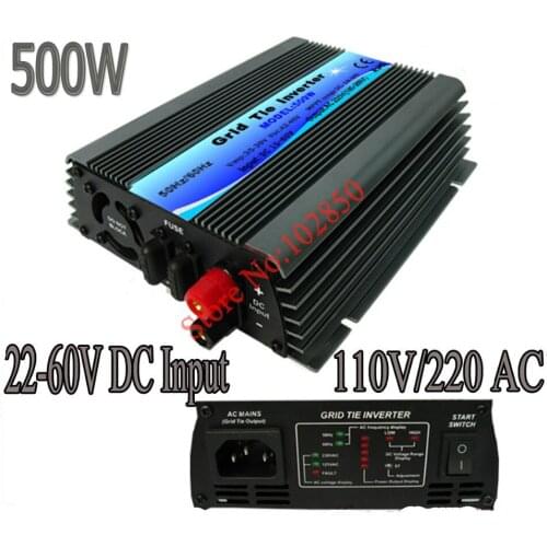 500W mppt grid tie solar inverter,pure sine wave power inverter ,22-60V DC input,120/230V AC output,CE,free shipping