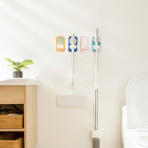 Cute Things Life Fun Mop Clip Seamless Adhesive Mop Clip Cartoon Door Rear Storage Sticky Hook