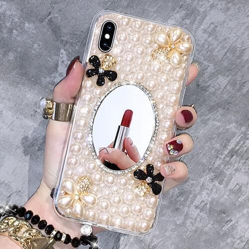 Fashion Women Mirror Phone Case For Huawei P Smart 2021 Y9A Y7A 2019 P30 P40 P20 Lite Pro Pearl Coque Silicones Cover Etui NEW