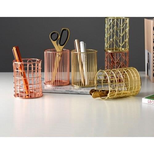 Nordic Style Pen Holder Stationery Cosmetic Brush Storage Bucket Multi-function Pen Case Office Storage and Finishing Basket