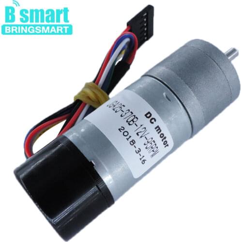 Bringsmart 12V DC 8.6-977rpm Encoder Motor Low Speed Brush Motor Mini Gear Electric Motor Fully Enclosed Encoder JGA25-370B