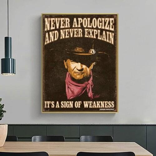HD Print History Celebrity John Wayne Cowboy Portrait Canvas Painting Print Wall Art Picture for Living Room Decor