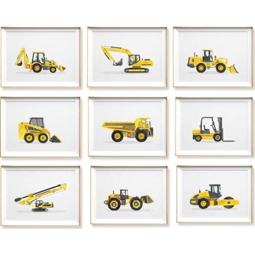 Cartoon Vehicle Print Canvas Painting Boy Wall Art Posters Nursery Painting Nordic Kid Decoration Picture Baby Bedroom Decor