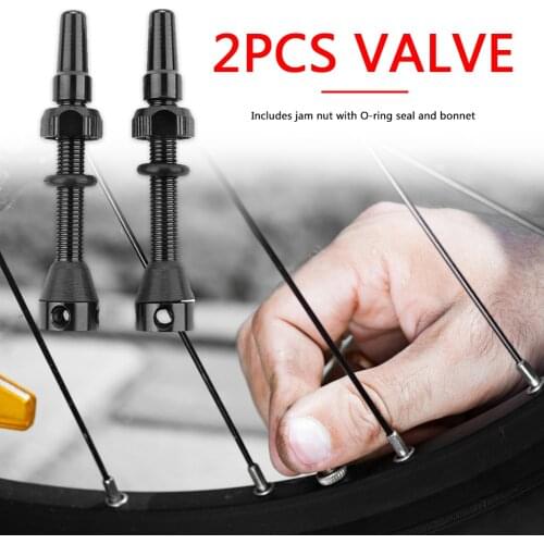 2 Pack Valve CNC Alloy Stem with Cap Portable 40mm Tubeless Tire Presta Waterproof Cycling Elements for MTB Road Bike